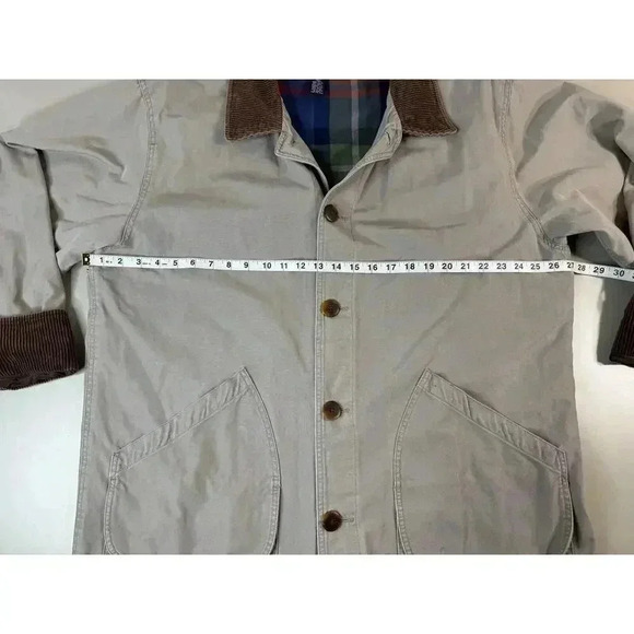 VTG Land's End Mens Chore Coat XLT Barn Jacket Field Corduroy Collar Plaid Lined - Picture 3 of 16